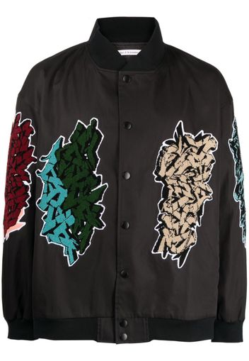 Children Of The Discordance motif-patches cotton bomber jacket - Black