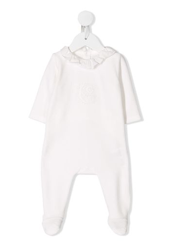 Chloé Kids ruffle neck romper - White