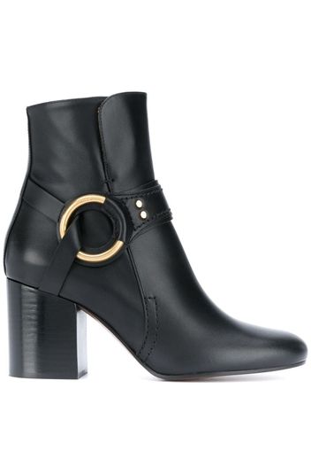 ring detail leather boots