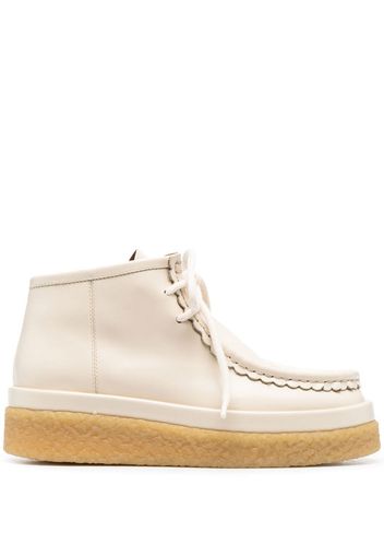 Chloé scallop-trim leather ankle boots - Neutrals