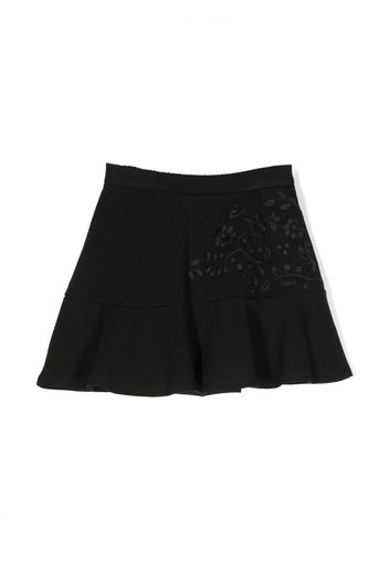 Chloé Kids logo-embroidered flared skirt - Black