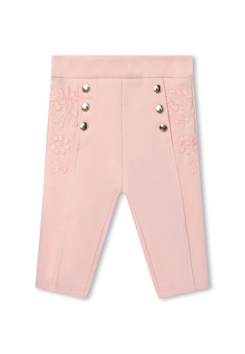 Chloé Kids embroidered-logo organic-cotton trousers - Pink