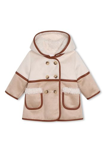 Chloé Kids fleece-texture hooded coat - Neutrals
