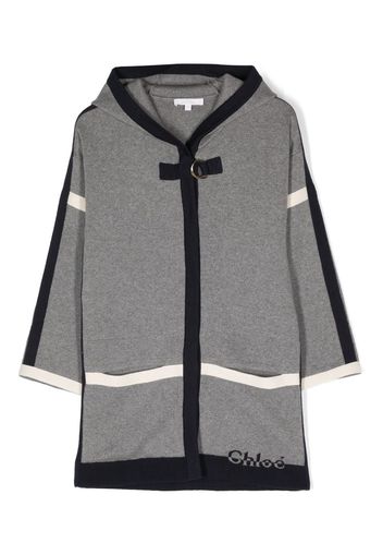 Chloé Kids intarsia-knit hooded coat - Grey