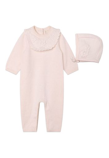 Chloé Kids floral-embroidered knitted babygrow set - Pink