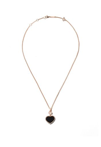 Chopard 18kt rose gold Happy Hearts onyx and diamond pendant necklace