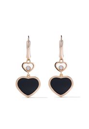 Chopard 18kt rose gold Happy Hearts onyx and diamond drop earrings