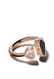 Chopard 18kt rose gold Happy Hearts onyx and diamond ring