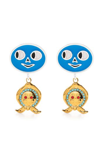 Chopova Lowena Side Eye drop earrings - Blue