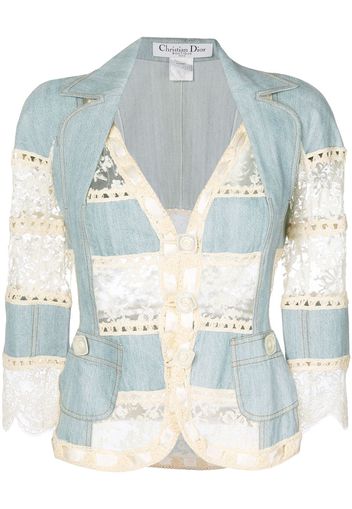 Christian Dior Pre-Owned lace and crochet insert jacket - Blue