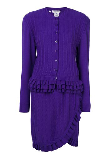 Christian Dior Pre-Owned knitted ruffle skirt suit - Purple