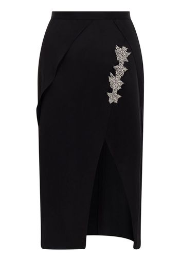 Christopher Kane floral-appliqué pencil midi skirt - Black