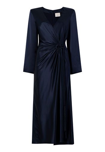 Cinq A Sept wrapped waist silk dress - Blue