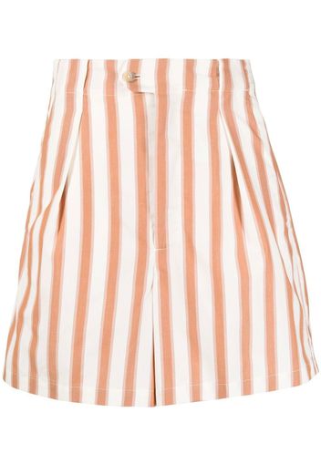 Closed striped high-waisted shorts - Neutrals