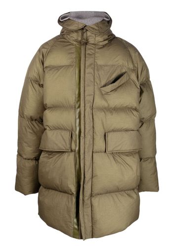 Closed hooded puffer coat - Green