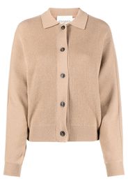 Closed ribbed-knit spread-collar cardigan - Neutrals