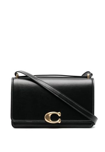 Coach logo-plaque leather shoulder bag - Black