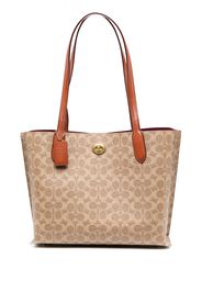 printed leather tote bag