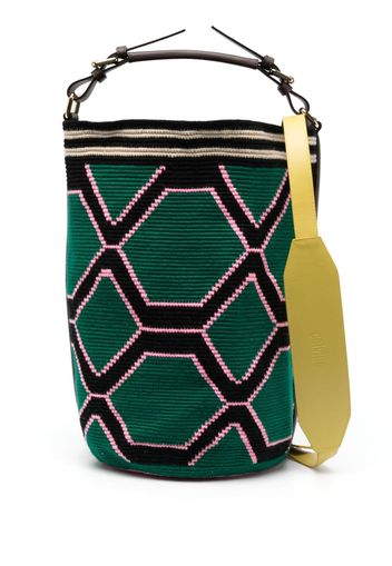 colville maxi Wayuu knitted bucket bag - Green
