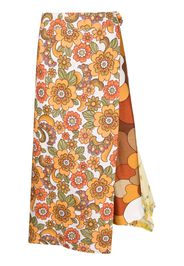 colville floral-print asymmetric midi skirt - Orange