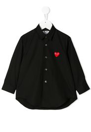 sheer pussy-bow blouse Play Kids logo patch shirt - Black