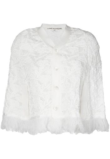 Comme Des Garçons Pre-Owned fringed knitted shrug - White