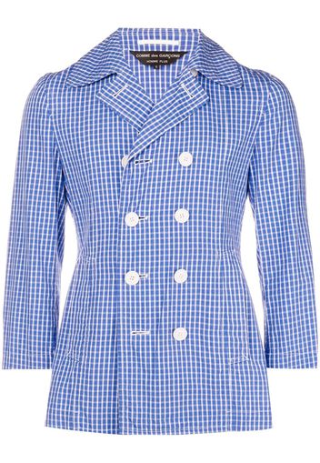 Comme Des Garçons Pre-Owned checked double-breasted jacket - Blue