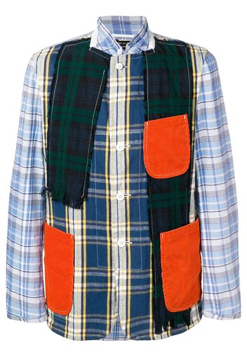 Comme Des Garçons Pre-Owned checked patchwork jacket - Blue