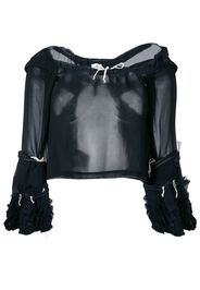 Comme Des Garçons Pre-Owned sheer drawstring blouse - Blue