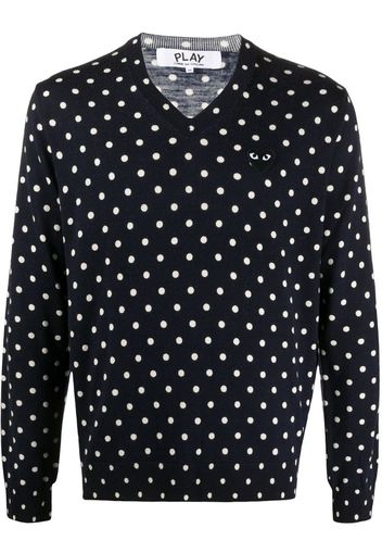 polka-dot print V-neck sweater