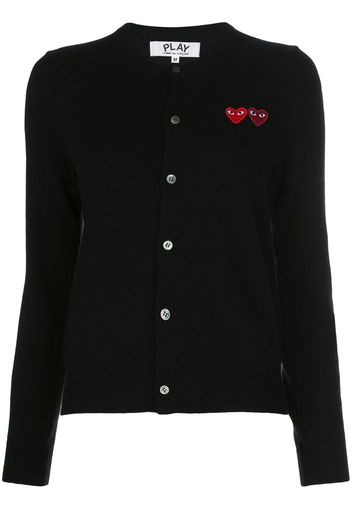 double heart-patch knit cardigan