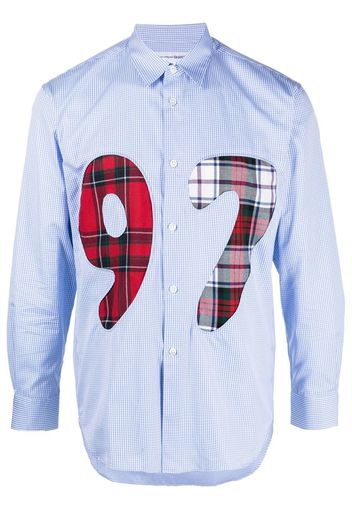 Comme Des Garçons Shirt check-pattern numbered shirt - Blue