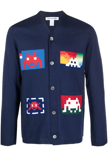 Comme Des Garçons Shirt pixel intarsia-knit cardigan - Blue