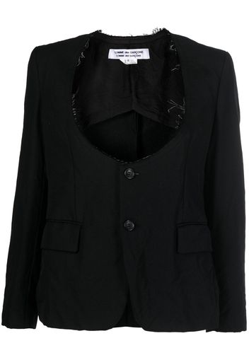 Comme Des Garçons Comme Des Garçons raw-cut scoop-neck wool blazer - Black