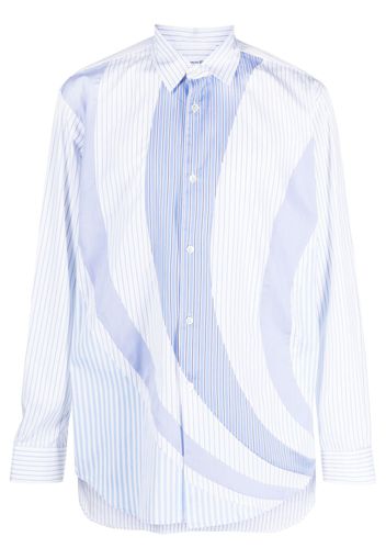 Comme Des Garçons Shirt striped panelled long-sleeve shirt - Blue