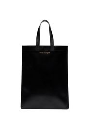 black leather tote bag