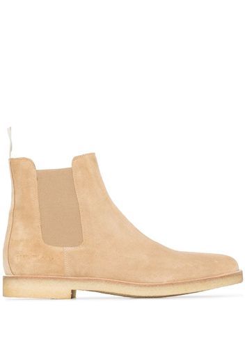 neutral suede Chelsea boots