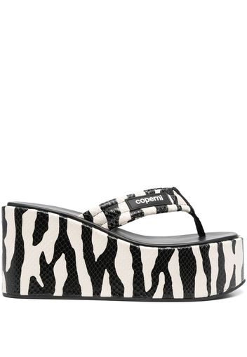 Coperni zebra-print 100mm wedge sandals - Black