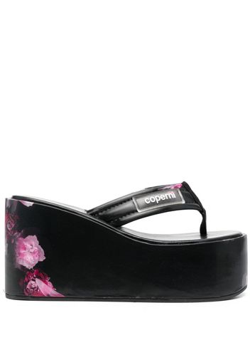 Coperni 47mm floral-print wedge sandals - Black