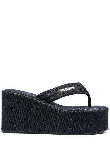 Coperni logo-patch 100mm denim flip-flops - Blue