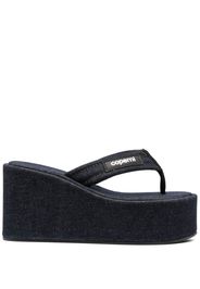 Coperni logo-patch 100mm denim flip-flops - Blue