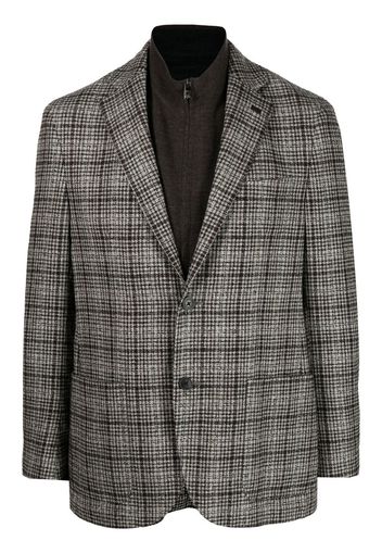 Corneliani plaid-check single-breasted blazer - Brown