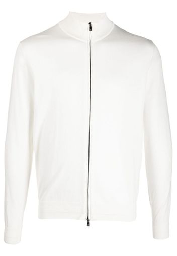 Corneliani fine-knit zip-up cardigan - White