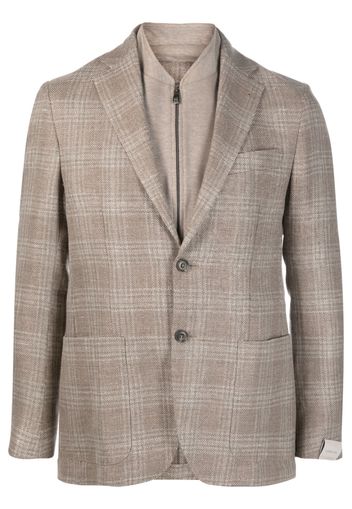 Corneliani tonal plaid single-breasted blazer - Brown