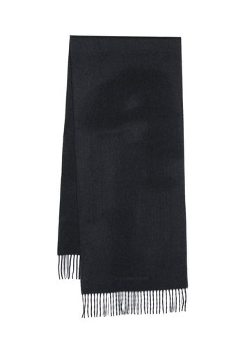 Corneliani logo-embroidered cashmere scarf - Blue