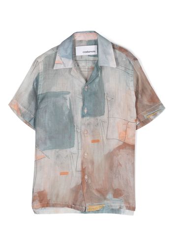 Costumein painterly-print short-sleeve shirt - Blue