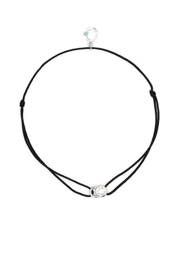 Courbet 18kt recycled white gold LET'S COMMIT carbone black cord and diamond bracelet - Silver