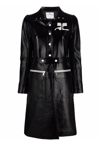 Courrèges logo-patch trench coat - Black