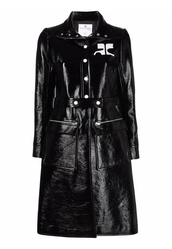 Courrèges logo patch vinyl coat - Black