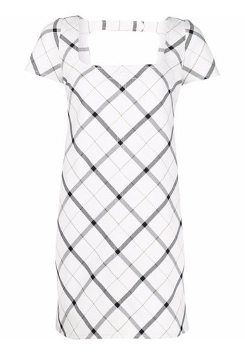 Courrèges diamond-check short-sleeve dress - White